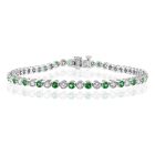 14K White Gold Bracelet with 1.32ctw Diamonds and 1.16ctw Emeralds