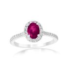14K White Gold Ring with 0.56ctw Diamonds and 1.25ctw Rubies