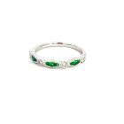 18K White Gold Ring with 0.10ctw Diamonds and 0.14ctw Emeralds