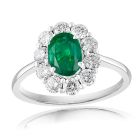 14K White Gold Ring with 0.83ctw Diamonds and 0.62ctw Emeralds