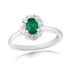 18K White Gold Ring with 0.35ctw Diamonds and 0.40ctw Emeralds