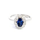 18K White Gold Ring with 0.35ctw Diamonds and 0.52ctw Sapphires
