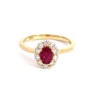 18K Yellow Gold Ring with 0.73ctw Diamonds and 1.03ctw Rubies