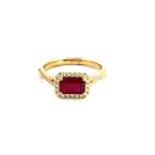 18K Yellow Gold Ring with 0.22ctw Diamonds and 1.10ctw Rubies