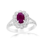 18K White Gold Ring with 0.78ctw Diamonds and 0.88ctw Rubies