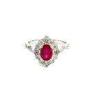 18K White Gold Ring with 0.65ctw Diamonds and 0.86ctw Rubies