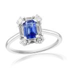 14K White Gold Ring with 0.35ctw Diamonds and 0.62ctw Sapphires