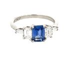 950 Platinum Ring with 0.80ctw Diamonds and 1.04ctw Sapphires
