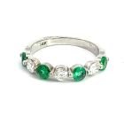 14K White Gold Ring with 0.50ctw Diamonds and 0.45ctw Emeralds