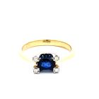 18K Yellow and White Gold 1/10ctw Diamond and 1/2ct Sapphire Ring