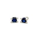 18K Yellow and White Gold 1/10ctw Diamond and 1/1ct Sapphire Earrings