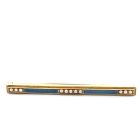 14K Yellow Gold blue Enamel and Pearl Pin