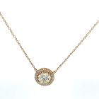 14K Yellow Gold 1.19ctw Diamond Halo Pendant with GIA 2231504064 Round 1.02 LI1 VGVGGD Faint