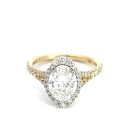 14K Yellow and White Gold 1/2ctw Diamond Engagement Ring with GIA 23686141611.51 Oval F SI2 EXEX Medium Center
