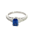 14K White Gold 1.15ctw Blue Sapphire and 0.28ctw Diamond Ring