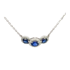 14K White Gold 0.90ctw Blue Sapphire and 0.27ctw Diamond Necklace