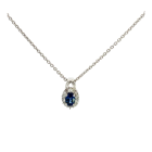 18K White Gold 0.73ctw Blue Sapphire and 0.24ctw Diamond Pendant