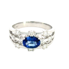 18K White Gold 1.15ctw Blue Sapphire and 0.41ctw Diamond Ring
