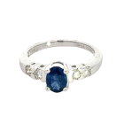 18K White Gold 1.11ctw Blue Sapphire and 0.34ctw Diamond Ring