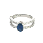 18K White Gold 1.20ctw Blue Sapphire and 0.61ctw Diamond Ring