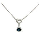 18K White Gold 0.96ctw Blue Sapphire and 0.15ctw Diamond Pendant