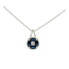 18K White Gold 1.40ctw Blue Sapphire and 0.34ctw Diamond Pendant
