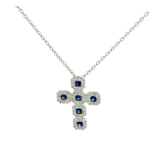 18K White Gold 0.51ctw Blue Sapphire and 0.48ctw Diamond Pendant