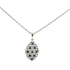 18K White Gold 0.30ctw Blue Sapphire and 0.46ctw Diamond Pendant