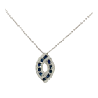 18K White Gold 1.18ctw Blue Sapphire and 0.39ctw Diamond Pendant