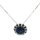 18K White Gold 1.65ctw Blue Sapphire and 0.20ctw Diamond Pendant