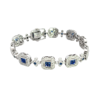 18K White Gold 4.50ctw Blue Sapphire and 2.80ctw Diamond Bracelet