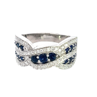 18K White Gold 0.35ctw Blue Sapphire and 0.50ctw Diamond Ring