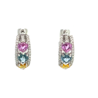 14K White Gold 2.03ctw Multi Sapphire and 0.30ctw Diamond Earrings