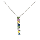 14K White Gold 1.33ctw Multi Sapphire and 0.04ctw Diamond Pendant