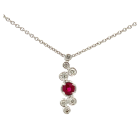 14K White Gold 0.38ctw Ruby and 0.24ctw Diamond Pendant
