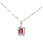 14K White Gold 0.95ctw Ruby and 0.23ctw Diamond Pendant