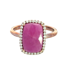 14K Rose Gold 7.95ctw Ruby and 0.17ctw Diamond Ring
