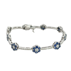 14K White Gold 1/1ctw Diamond and Sapphire Bracelet