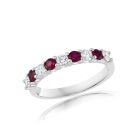 14K White Gold Ring with 0.37ctw Diamonds and 0.46ctw Rubies