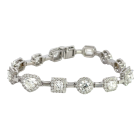 18K White Gold 0.00ctw with 10.31ctw GHI VVS1-I1 Mixed Fancy Shape and 0.00ctw Diamond Halo Bracelet