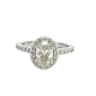14K White Gold 1 7/8ctw LAB DIAMOND Ring with 1.22ct LAB Oval HVS2