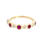 14K Yellow Gold 1/10ctw Diamond and Ruby Band
