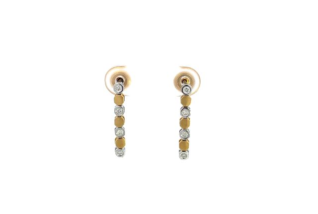 18K Yellow and White Gold 1/4ctw Diamond Dangle Earrings