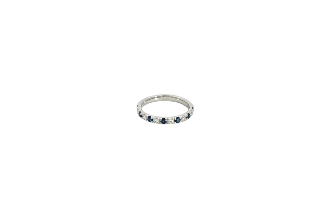 Platinum 1/4ctw Diamond and Sapphire Band