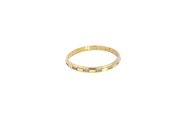 18K Yellow Gold 1/2cctw Diamond Tennis stretch Bangle