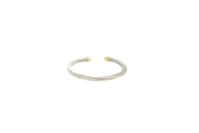 David Yurman Silver and 18K Yellow Gold Cuff Bangle