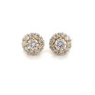 14K Yellow Gold 1/1ctw Diamond Cluster Studs Earrings