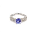 14K White Gold Diamond Ring with 0.36ctw Diamonds and 1.05ctw Tanzanite