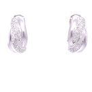 14K White Gold 1/1ctw Diamond Satin Finish Omega Earrings
