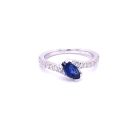 14K White Gold .40ctw Diamond and 1/1ct Marquise Sapphire Ring